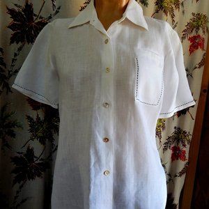 SALE!  Vintage Inspired Irish Linen Blouse - Sz. Small